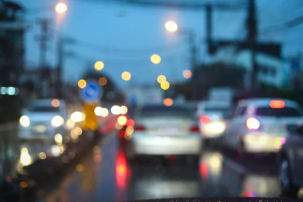 Engarrafamento Cidade Estrada Noite Com Tempestade Tempo Dia Chuvoso Carro — Fotografia de Stock