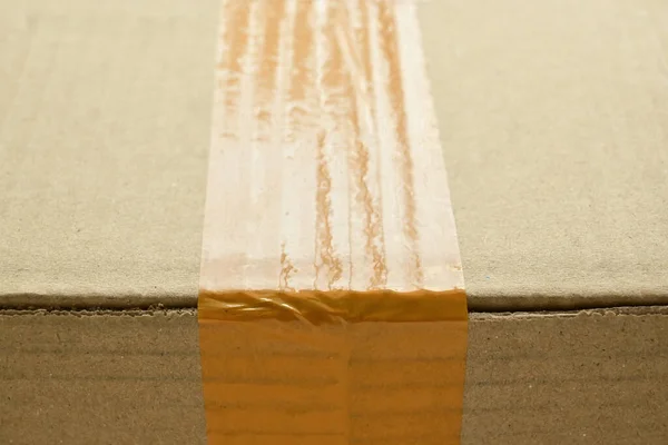 Pacote Caixa Papel Marrom Caixa Com Embalagem Scotch Tape Stick — Fotografia de Stock