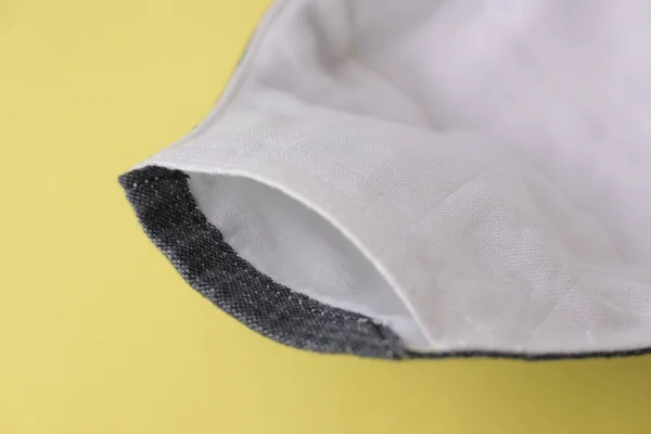 Détail Tissu Matériau Masque Avec Tissu Mousseline Salu Blanc Textile — Photo
