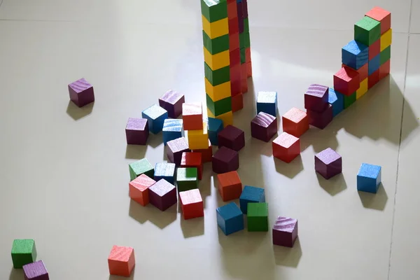 Construction Blocs Jouets Bois Pour Activité Jeu Pour Enfants Développement — Photo