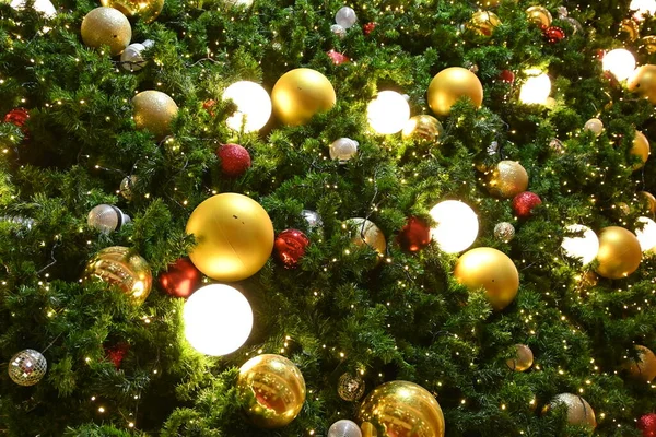 Décoration Boule Lumière Luxe Sur Ornement Arbre Noël — Photo