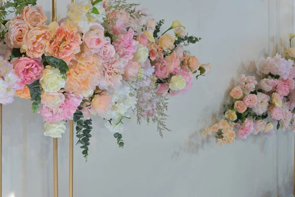Różany Kwiat Dekoracji Tle Ślubu Projektowania Ściany Tła — Zdjęcie stockowe
