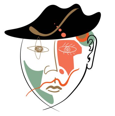 Kübizm sanat tarzında insan portresi. Vektör