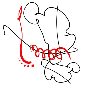 soyut çizgi çağdaş kompozisyon, siyah ve kırmızı basit dokular modern sürreal minimalist dış hat deseni