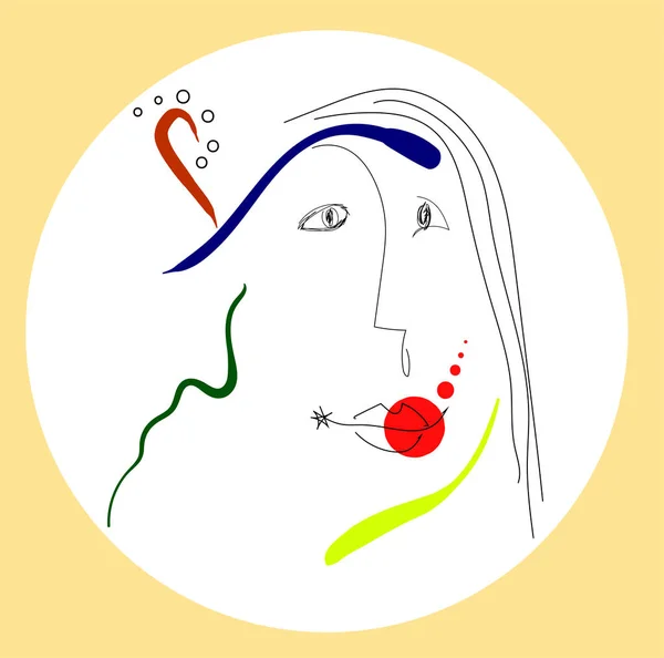 Retrato de mulher em estilo miro. Vetor 10 eps —  Vetores de Stock