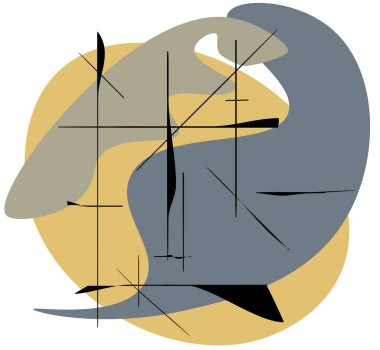 Vector composition of geometric shapes and lines in surrealism style