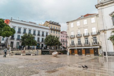 Lizbon şehir merkezi, covid-19 (korona virüsü) salgını nedeniyle acil durum sırasında karantinada. Nisan 2020.