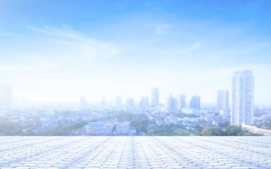 Taş Teras ve bulanık şehir arka plan