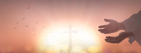 Vendredi Saint Concept Silhouette Humaine Ouverte Deux Mains Vides Avec — Photo