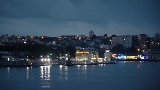 Baía de Sevastopol à noite — Vídeo de Stock