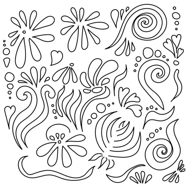 矢量涂鸦花卉元素和卷曲设计邀请 装饰图案 — 图库矢量图片