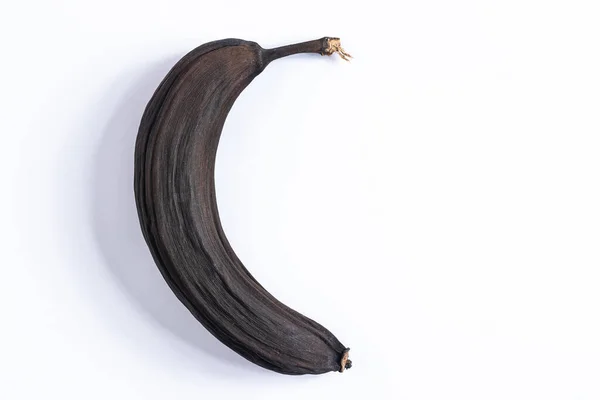 Черный Перезрелый Сушеный Банан Белом Фоне Лицензионные Стоковые Фото
