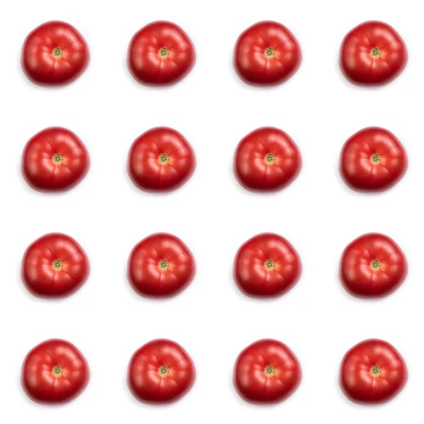 Patroon Rode Sappige Rijpe Tomaat Een Witte Achtergrond — Stockfoto