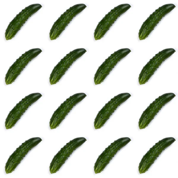 Fresh Juicy Green Cucumber Pimples White Background Pattern — Stock Photo, Image