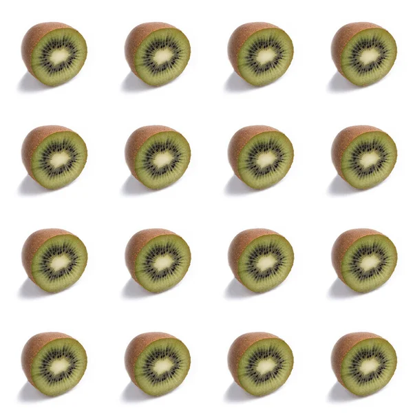 Suculento Kiwi Incisão Verde Fruta Fundo Branco — Fotografia de Stock