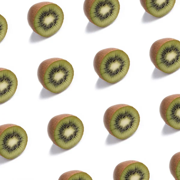 Juicy Green Incision Kiwi Fruit White Background — стоковое фото