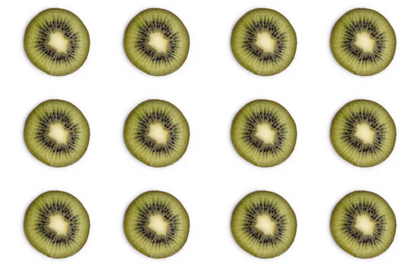Jugosa Incisión Verde Kiwi Fruta Sobre Fondo Blanco — Foto de Stock