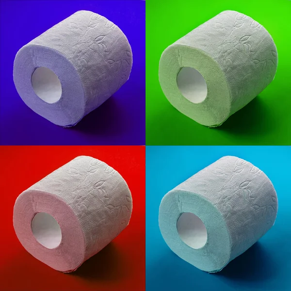 Papel Higiénico Rollos Patrón Sobre Fondo Color — Foto de Stock
