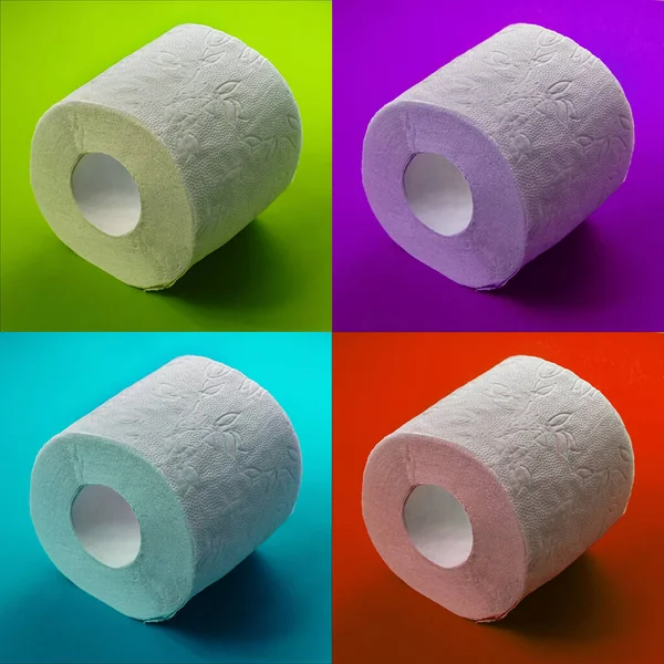Papel Higiénico Rollos Patrón Sobre Fondo Color — Foto de Stock