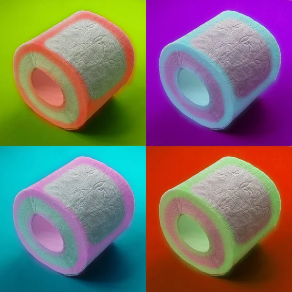 Papel Higiénico Rollos Patrón Sobre Fondo Color — Foto de Stock