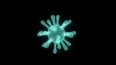 Coronavirus hücre COVID-19 Bulaşıcı Hastalık. Neon koronavirüs hücre bilgisayarı. Alfa kanallı virüs..