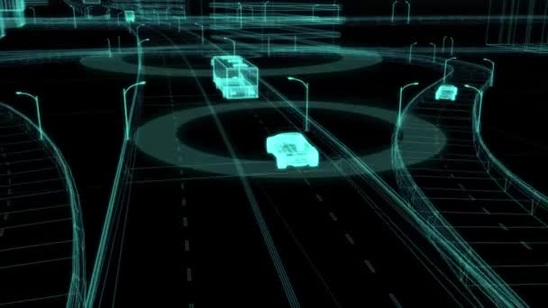 Autonomiczny Samochód Elektryczny Samodzielnie Wykrywa Pojazd Przed Tobą Zmniejsza Prędkość — Wideo stockowe