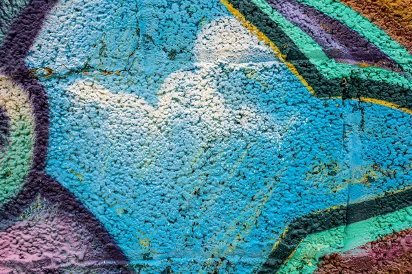 Geometrische Graffiti Nahaufnahme Auf Betonsteinwänden Street Art Hintergrund Hellblau Mehrfarbig — Stockfoto