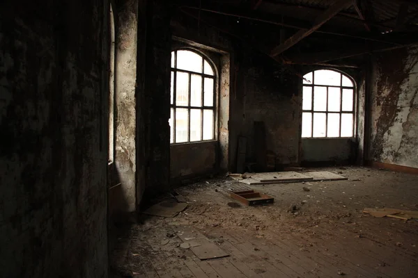 Interior Large Abandoned Old Dirty Room Broken Furniture Dirt Debris — Stock Photo, Image