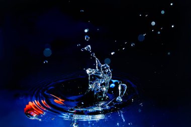 Siyah arkaplanda su sıçraması izole edildi.