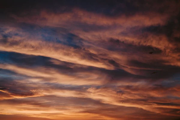 Vuur Rode Oranje Wolken Lucht Textuur Achtergrond — Stockfoto