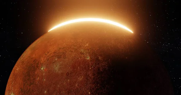 Światła Słoneczne Czerwonej Planecie Czerwona Planeta Czerwona Galaktyka Kosmosie Elementy — Zdjęcie stockowe