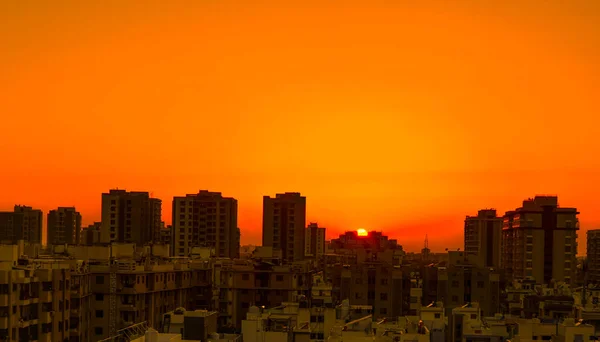 Zonsopkomst Boven Stad Surat Gujarat India Stadsgezicht — Stockfoto