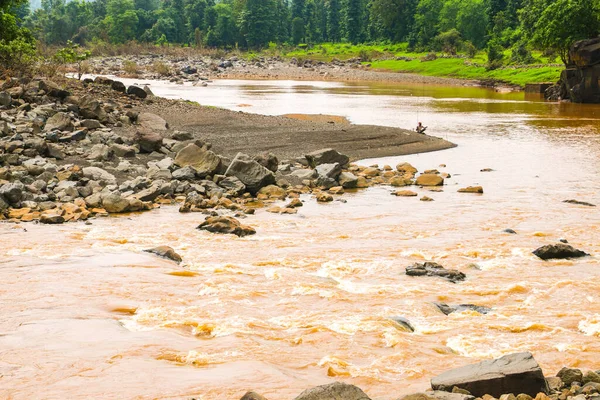 Horská Říční Krajina Řeka Tekoucí Lese — Stock fotografie