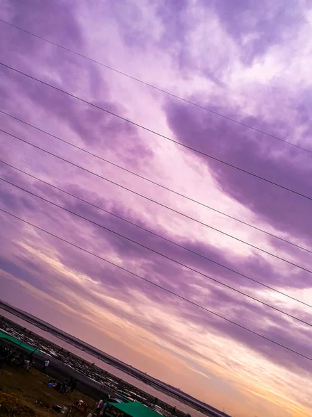 Gyönyörű Sky Felhők Kilátással Strandra — Stock Fotó