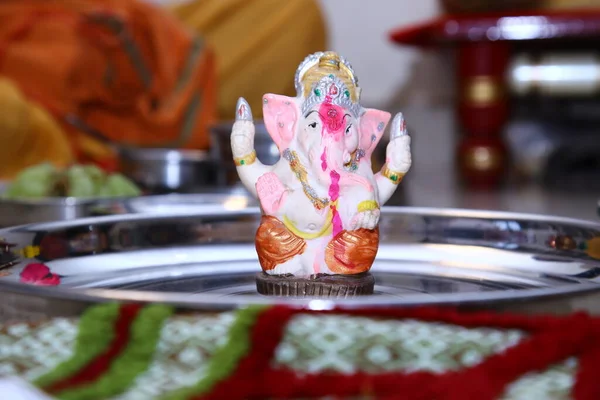Ganesh Puja Kulturze Indyjskiej Ceremonii Ślubnej Ganesh Pooja Czasie Ślubu — Zdjęcie stockowe