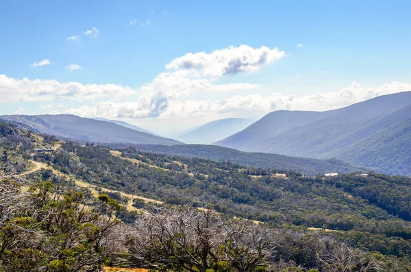 Solig Dag Och Vacker Utsikt Dalarna Mount Kosciusko Snöiga Berg — Stockfoto