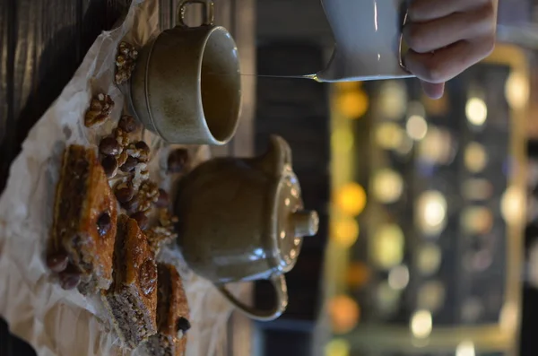 Tea and Arabic sweets, sweet shop