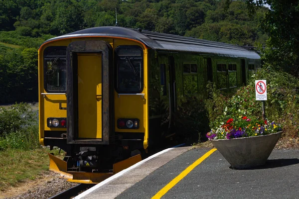 Cornwall Daki Looe Tren Istasyonuna Bir Tren Geliyor — Stok fotoğraf