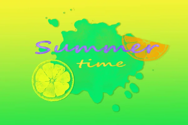 Colorful Summer Time Text Background Lemon Orange — Stock Photo, Image