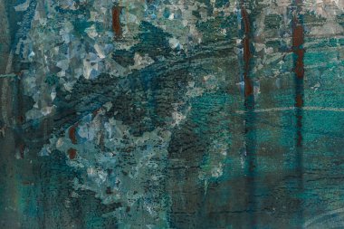 Eski püskü bir geçmiş. Cyan renk arkaplanı. Desenli metalik duvar