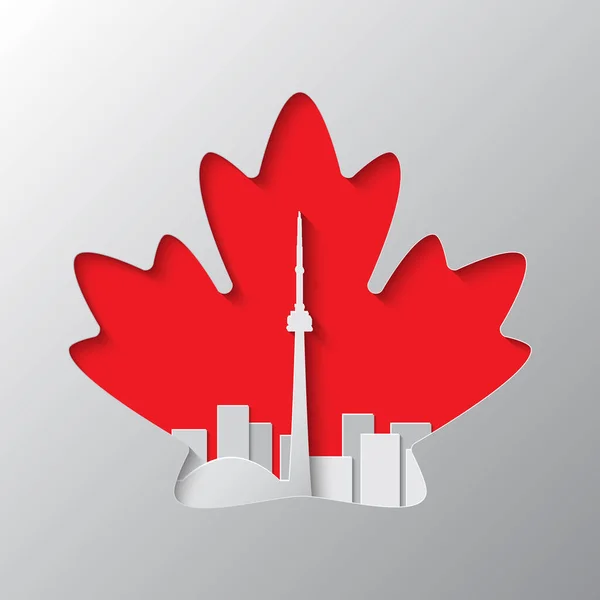 Canada Cityscape Stile Papercut Rosso Bianco — Vettoriale Stock