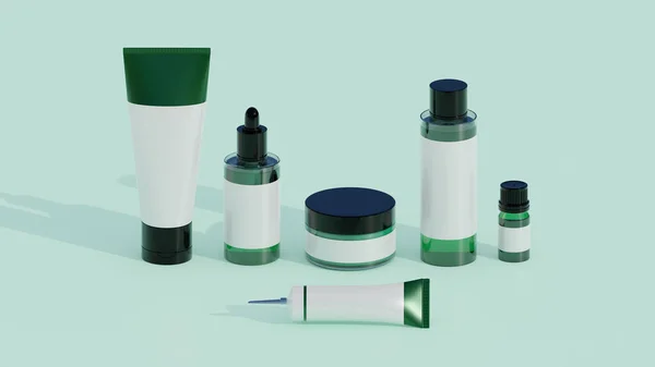 3D渲染包装模拟 适用于化妆品 医药或任何液体产品 — 图库照片