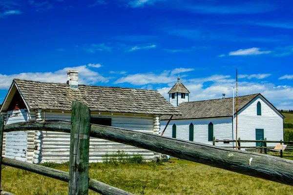 Historický Mcdougalův Kostel První Albertě Morley Alberta Kanada — Stock fotografie