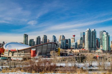 Scottsman Hill 'den Calgary Skyline. Calgary, Alberta, Kanada