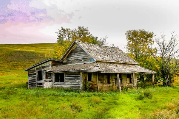 Opuštěné Domovy Usedlosti Rozeznávají Krajinu Alberta Kanada — Stock fotografie