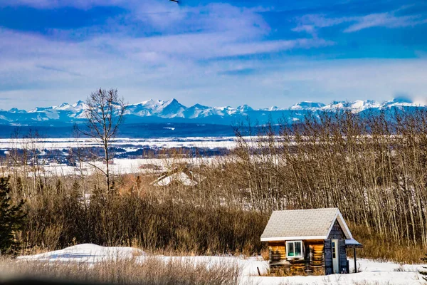 Rumah Abonded Dan Wisma Titik Lanskap Alberta Kanada — Stok Foto