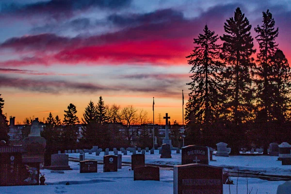 Východ Slunce Nad Městem Calgary Alberta Kanada — Stock fotografie