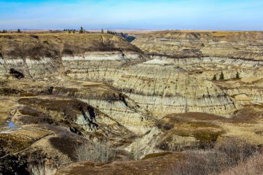 Horseshoe Kanyonu 'nda hala kar var. Drumheller Alberta, Kanada.