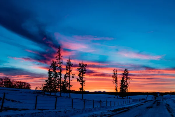 Slunce Zapadá Stezce Kovbojská Stezka Alberta Kanada — Stock fotografie