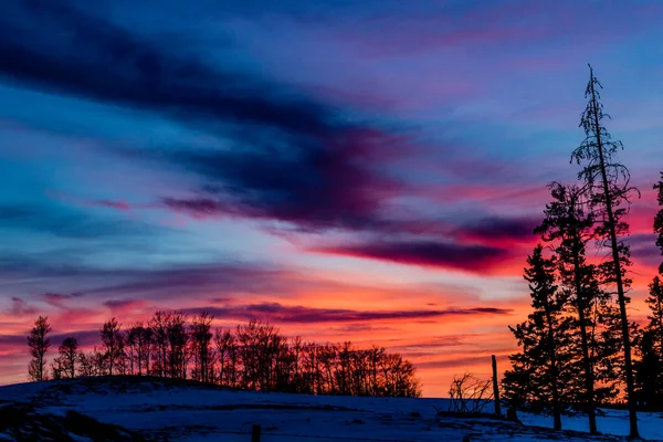 Slunce Zapadá Stezce Kovbojská Stezka Alberta Kanada — Stock fotografie